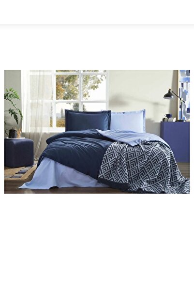 Özdilek Çift Kişilik Pamuk Battaniyeli Nevresim Takımı Indigo