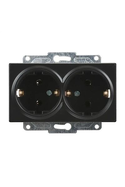 Günsan Eqona Radius Neoline Double Grounded Socket, Metallic Black (MECHANISMAL KEY)