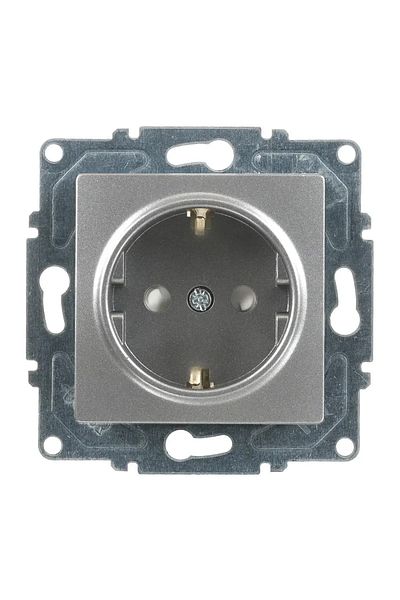 Günsan Eqona Radius Neoline Child Proof Grounded Socket, Smoke (MECHANISMAL KEY)