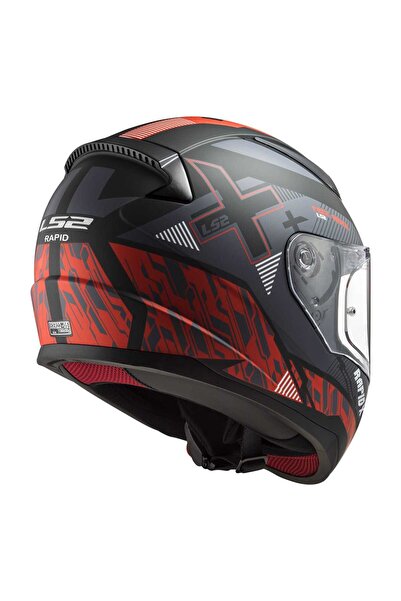 LS2 RAPİD XTREET MAT SİYAH KIRMIZI KAPALI KASK