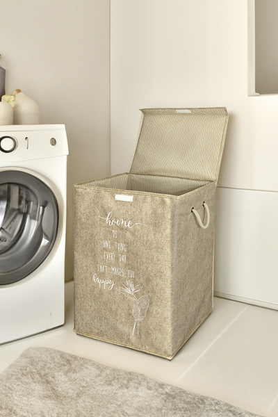 Meleni Home 2'li Set Keçe Kapaklı Kirli Çamaşır Sepeti - Çok Amaçlı Saklama Kutusu Mega Hurç 55 X 41 X 30 Cm