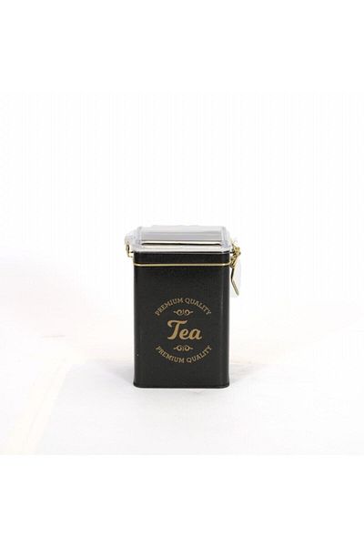 EVLE Ef043-l0 Sn_tea Black Patterned Rectangular Metal Storage Container 8x10 Cm