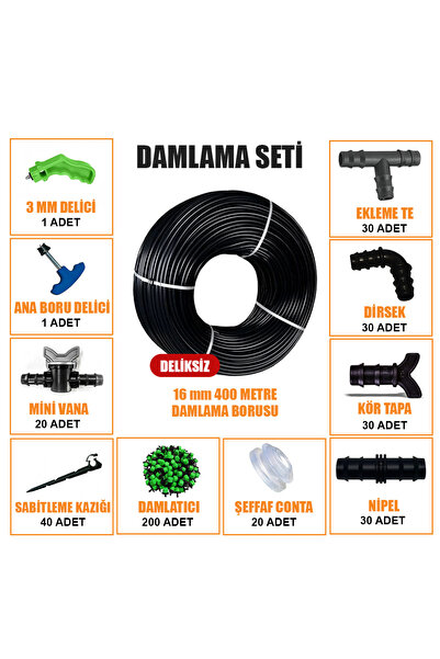 SeraTrend 400 METRE DAMLA SULAMA SETİ DAMLAMA HORTUMU VE EK PARÇALARI BAHÇE A...