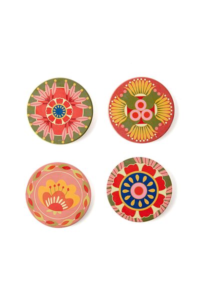 The Mia قاعدة أكواب حجرية ملونة مكونة من 4 قطع من Fiore - 10 سم