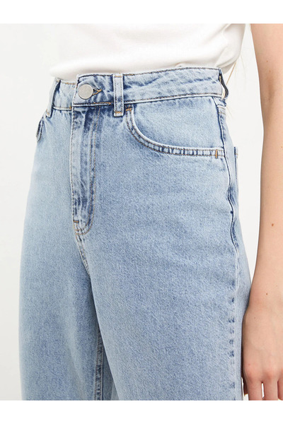 Geppetto Max Indigo Snow Blue Mom Jean High Waist Detail Boyfriend Jeans Blue 2024