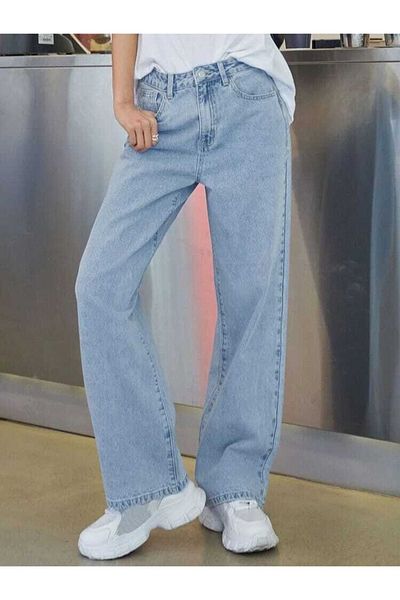 Geppetto Blugi de damă Tiger Blue Snow Washing cu talie înaltă, cu picioare largi, din denim Jean- Jean largi 2024