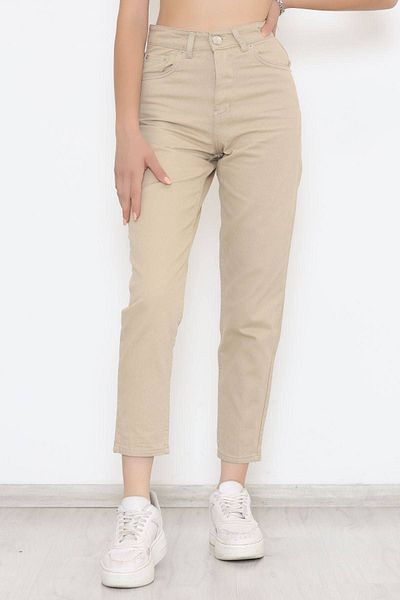 Geppetto Ψηλόμεσο μπεζ Mom Jean - Lycra, Not Show Inner Pants 2024