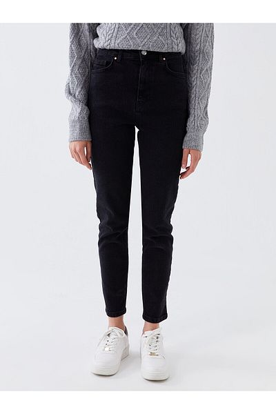 Geppetto Blugi Mom Lycra Power cu talie înaltă - Femei, Negru, Boyfriend Cut 2024