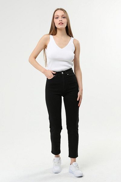 Geppetto Blugi boyfriend liliac negru Indigo Mom Jean cu talie înaltă 2024