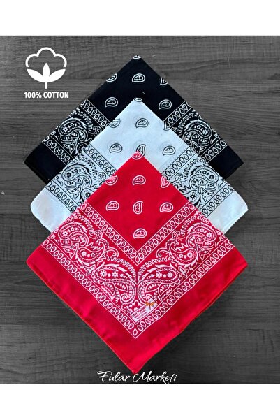 Fular Marketi 3 قطع من باندانا ذات الألوان المفضلة بنمط عرقي