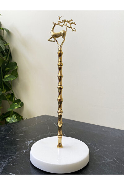 Modestmar Doğal Mermer Havluluk Pirinç Geyik Detaylı Gold Mrm0079