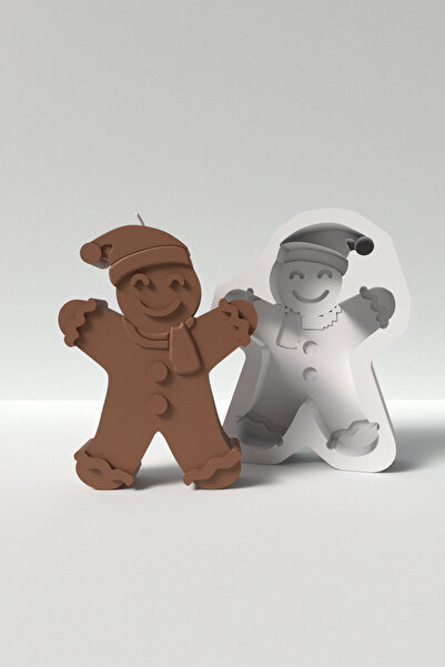 Cageartstudio Büyük Kurabiye Adam Mum Silikon Kalıp M1 - Yılbaşı Mum Kalıbı S...