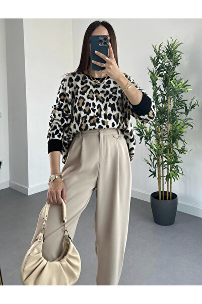 My Blog Strickpullover mit Leopardenmuster für Damen