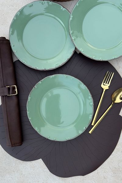 porselenden Bastien 6-seater 19 cm daily green porcelain cake presentation plate set