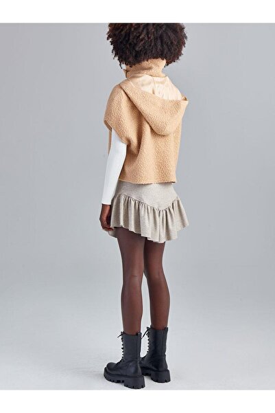 RİVUS Melted Woven Mini Skirt - Beige