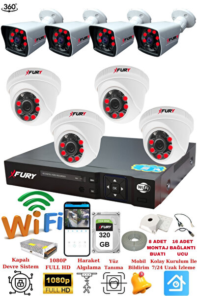 FURY 4 Iç 4 Dış Kameralı 5mp Lens 2mp Görüntü Gece Görüşlü Full Hd Güvenlik K...