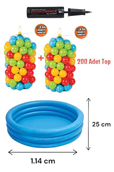 YILDIRIM OYUNCAK 1.14 Cm 3 Node Crystal Blue Pool 200 Pieces 6 cm Ball and Po...