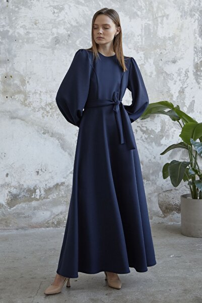 InStyle Potápěčské šaty s balonovým rukávem - námořnická modř