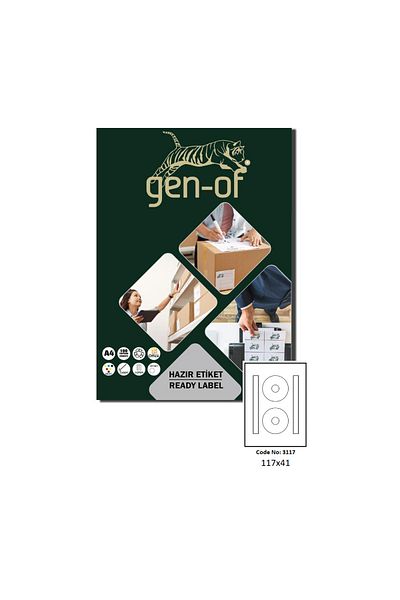 Gen-Of GK-3117 Laser Label CD-117x41 100 Sheets (200 Labels)