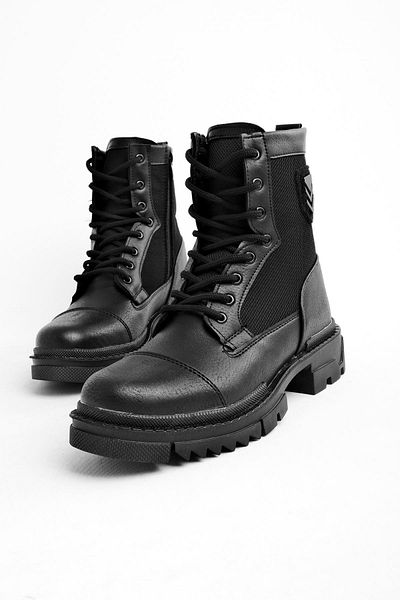 Lal Shoes & Bags Мъжки ботуши с връзки и цип Arnott - черни