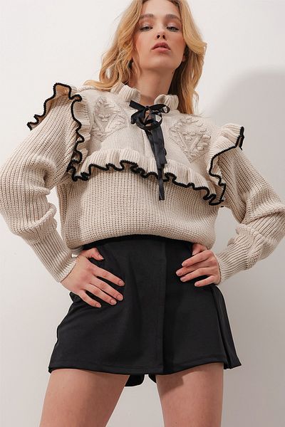 İKLİM LİFE SWEATER WITH COLLAR RIBBON