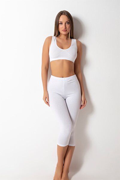 DONEX Women's Knee Length Cotton Fabric Elastic Waist Leggings