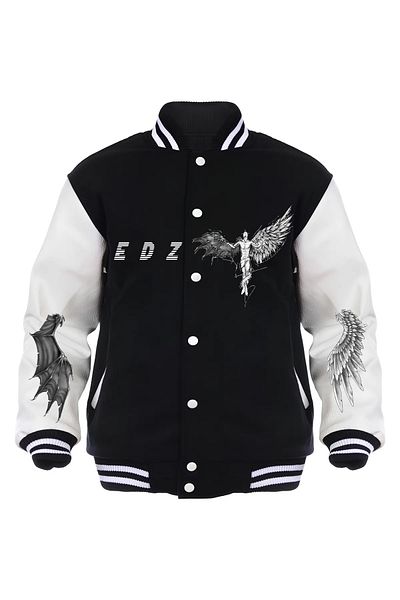Edizen Heaven Or Hell Μπροστινό Πίσω Τυπωμένο 2024 Oversize Premium College Jacket 100% βαμβάκι