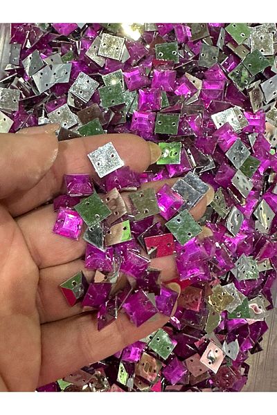 Gönülden Tasarım 1 CM 50 GR Mărgele colorate pentru cusături pentru broderie, scris, îmbrăcăminte, accesorii de cusut, fucsia