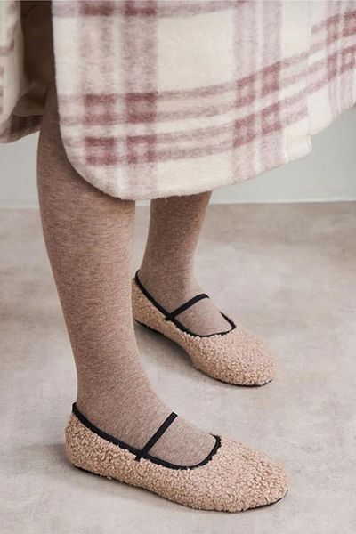 BOUIS Balerini de damă, bej, Mary Jane Teddy, cu o singură bandă, ocazional, Pantofi de zi cu zi confortabili, ușori