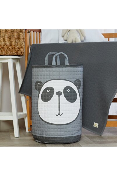 arbababy %100 Organik Pamuk Çocuk Oyuncak Ve Çamaşır Sepeti - Panda Temalı - ...