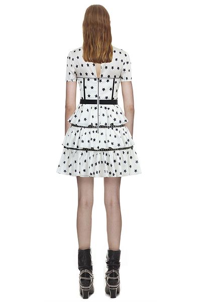 nish for you Star Detail White Design Mini Dress