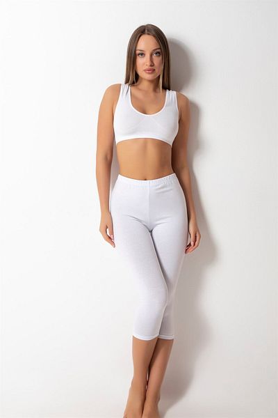 DONEX Women's Knee Length Cotton Fabric Elastic Waist Leggings