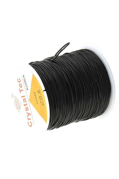 Hobimos Μαύρο ελαστικό νήμα σιλικόνης 0,8 mm - Χειροποίητο αξεσουάρ κοσμήματος Ευέλικτο νήμα από ελαστικό νήμα 100 Mt