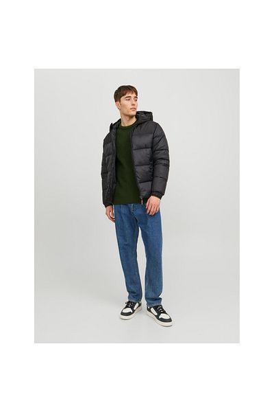Jack & Jones Jack&jones Toby Puffer Hood Sn Men's Black Hooded Coat