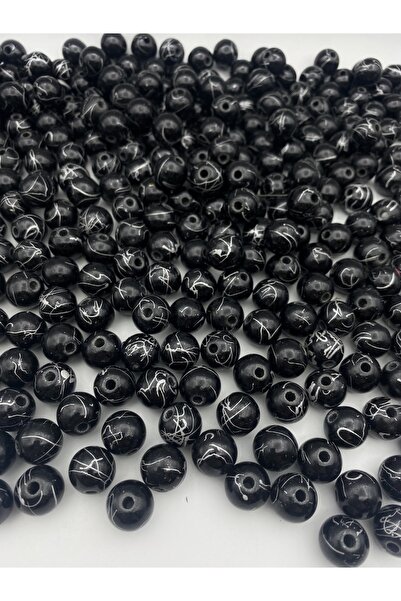 Hedef Bijuteri خرز أسود مذهّب باللون الفضي مقاس 14 مم للمجوهرات والحقائب (100 جرام، ~ 56 قطعة)