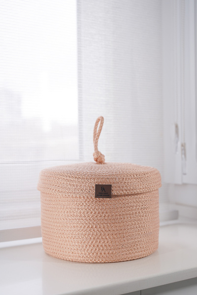 ERSU AHAT HOME DESİGN Jüt Hasır Kapaklı Sepet ,el Dokuma, Çok Amaçlı Sepet, Banyo Ve Mutfak Organizeri 25x15
