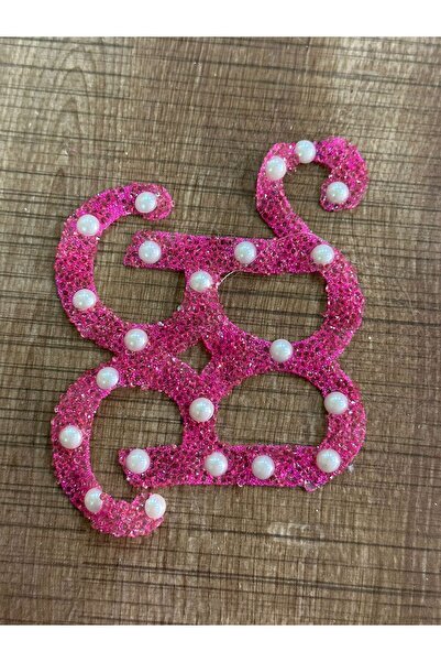 Gönülden Tasarım 12x10 cm peglana ružičasta zakrpa sa slovom B, vez, perla Sa...