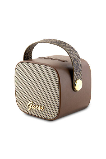Guess Lisanslı Askılı PU Deri Yazı Logolu 5W Bluetooth Speaker Kahverengi