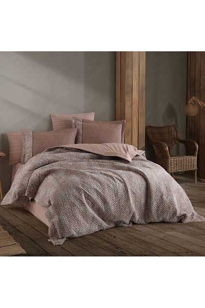 Hobby Silvana Brown Single Duvet Cover Set - Poplin Quilted