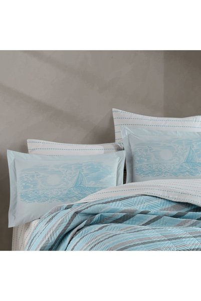 Hobby Talisa Aqua - Single Poplin Quilted Duvet Cover Set