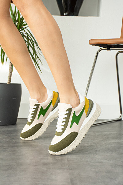 Trendpink Γυναικείο Sneaker Χακί Πράσινο Καθημερινό Ορθοπεδικό Πάτο