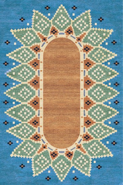 Rugs Modern Halı سجادة ميرا مزدوجة اللون باللون الأزرق والبني بنمط هندسي حديث...