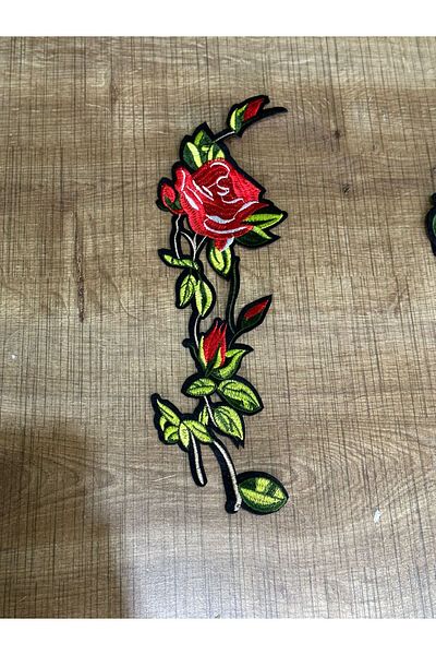 Gönülden Tasarım 31X9 CM FERĂȚĂ ADESIVĂ BRODARE ROSE FLORE APPLICATĂ EMBLEMA PATCH ACCESORIUL DE CUSUT