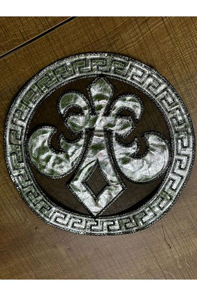 Gönülden Tasarım 24X24 CM PIELE LUMINOASĂ CU MODEL ARMĂ PATCH CUSUT ACCESORIUM SILVER