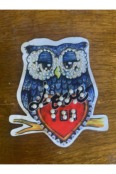 Gönülden Tasarım 15x13 Cm Perle și Pietre Bufniță Applique Armă Patch Cusut