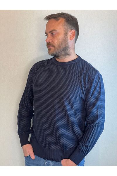 Gönülden Tasarım TRICOT CU MODEL ALBASTRU ÎNCHIS GULER BĂRBAȚI