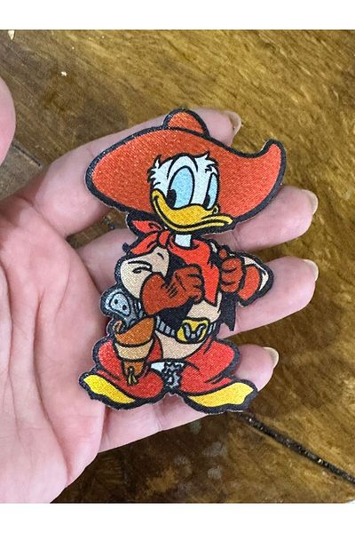 Gönülden Tasarım 9X6 CM SATIN DONALD DUCK ARMĂ PATCH CU FIER DE FIERĂ ACCESORIUM HOBIE DE CUSUT