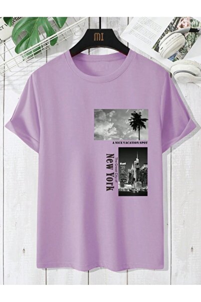 MOONBULL Ανδρικό αριστερό μπλουζάκι στήθος New York Picture Printed Oversize