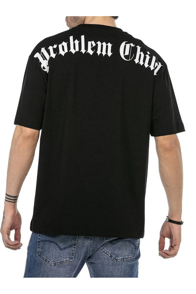 MANCY تي شيرت كبير الحجم برقبة دائرية من القطن بنسبة 100% مطبوع عليه مشكلة ال...