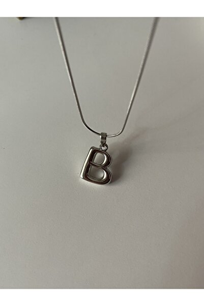 Alya Jewelry Çelik Rodyum Kaplama Balon B Harf Kolye